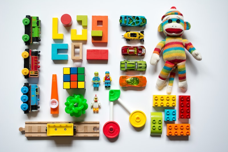 Colorful building blocks and toys